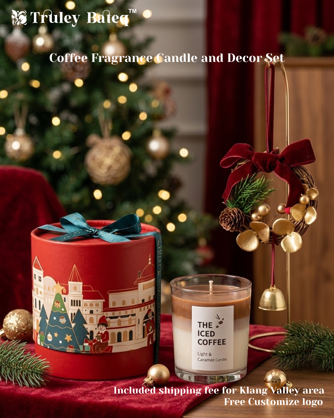 Christmas Gift Set - Coffee Fragrance Candle and Decor Set